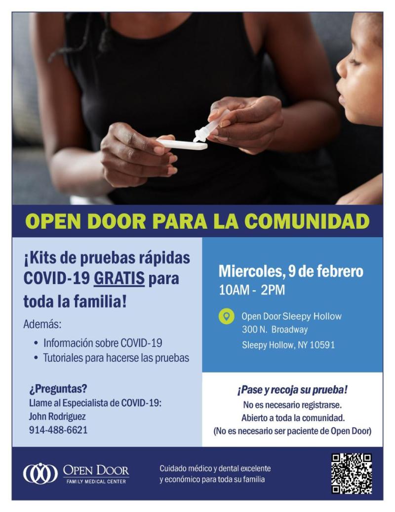 COVID Test giveaway Open Door Spanish