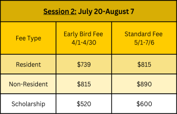 Session 2 Day Camp Fees 2026