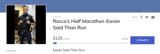 Snip of PO Romano's 1/2 marathon fundraiser page