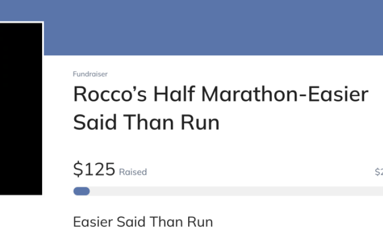 Snip of PO Romano's 1/2 marathon fundraiser page